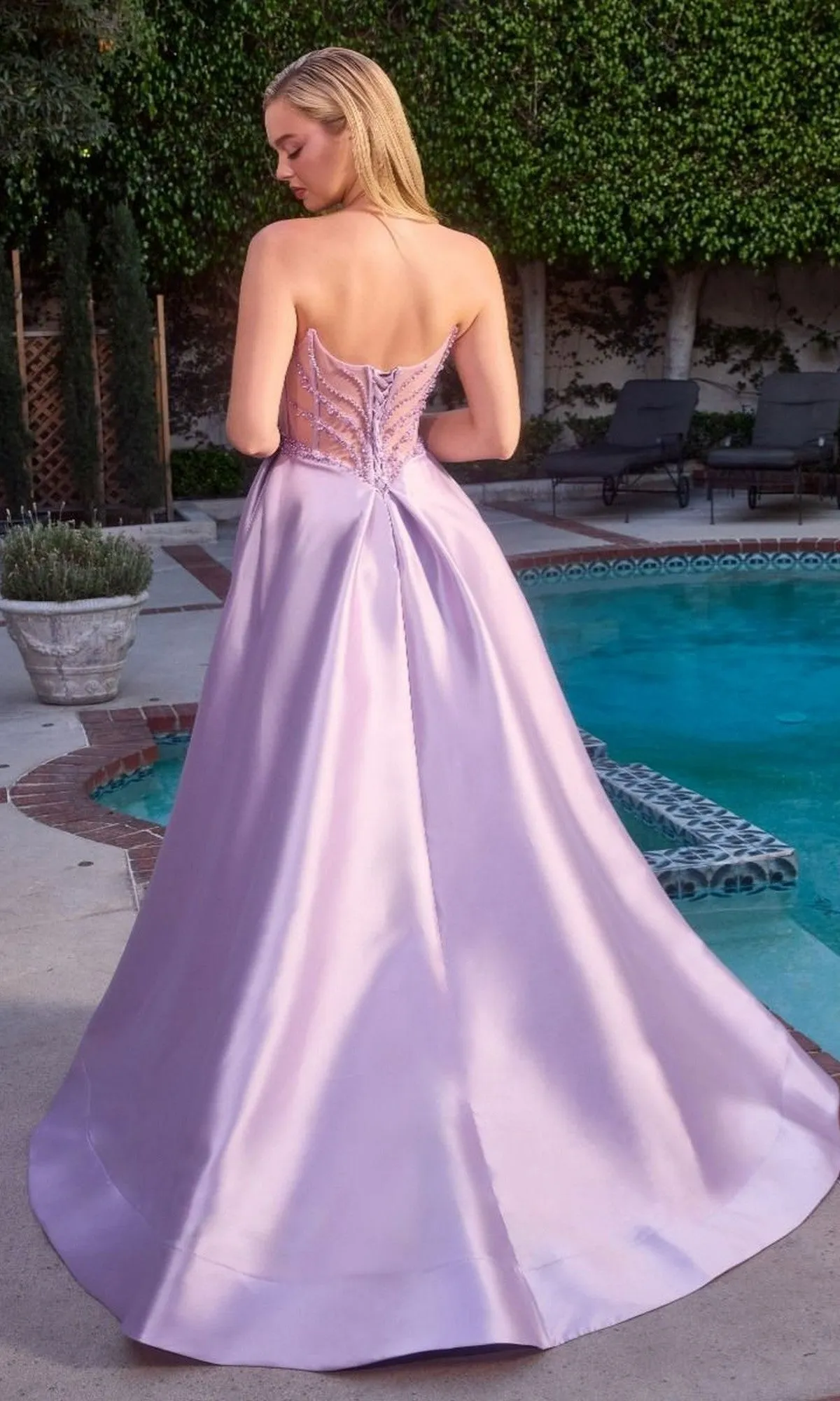 Long Mikado Prom Dress with Pockets: Ladivine CD389 sold by PromGirl product image thumbnail 2