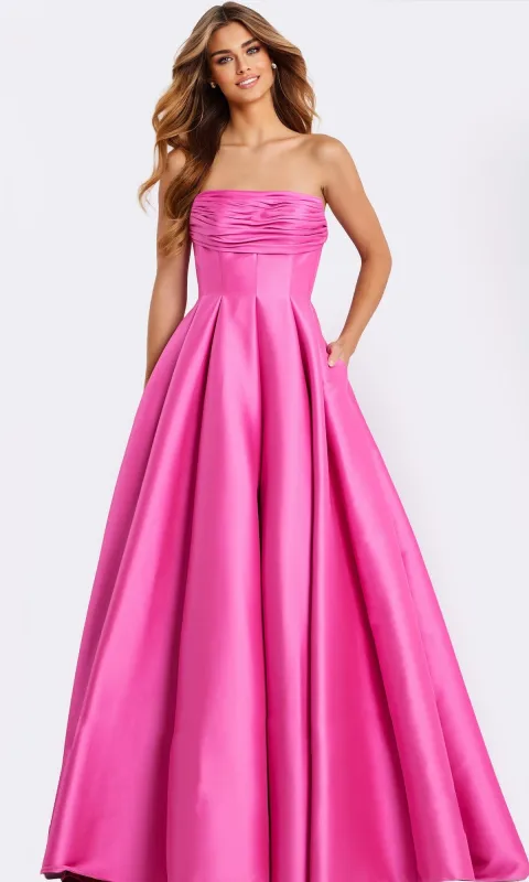 Strapless Long Pleated Prom Dress: Jovani 47570 sold by PromGirl