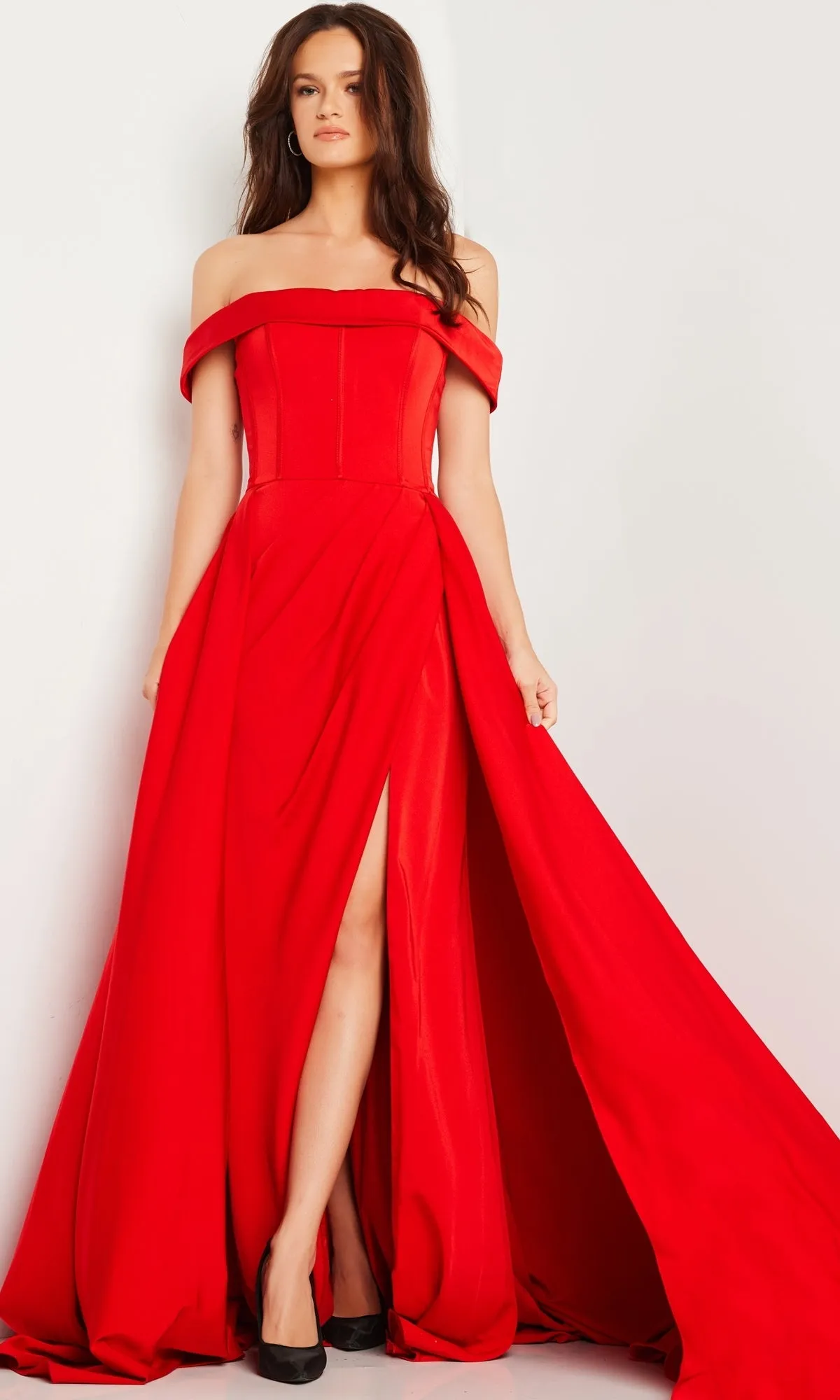 Jovani Off-Shoulder Long A-LIne Prom Dress 09874 sold by PromGirl product image thumbnail 3