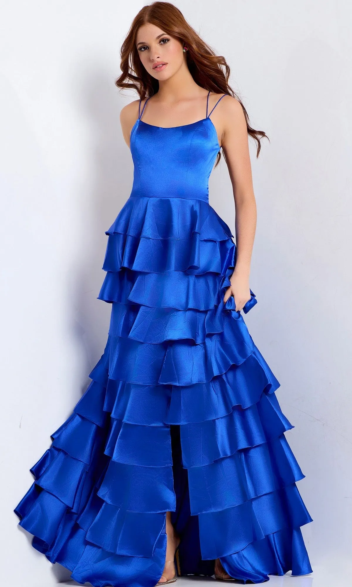 Long Ruffled A-Line Prom Dress: Jovani 48295 sold by PromGirl product image thumbnail 3