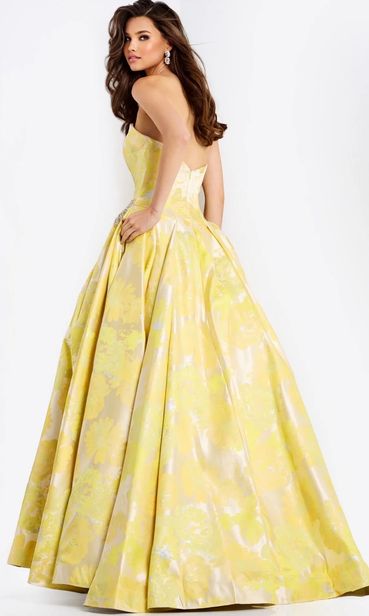 Strapless Long Yellow Prom Ball Gown: Jovani 49502 sold by PromGirl product image thumbnail 2