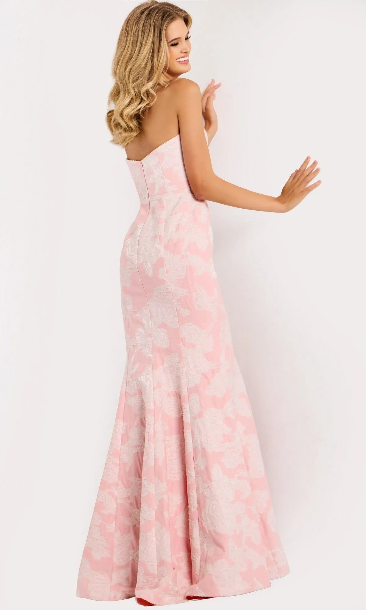 Strapless Long Pink Print Prom Dress: Jovani 48260 sold by PromGirl product image thumbnail 2