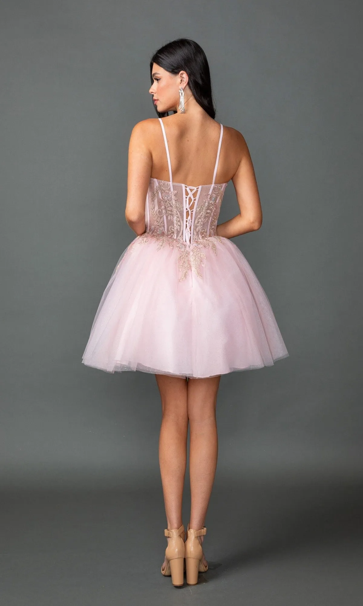 Short Pink Glitter Prom Dress: Dancing Queen 3424 sold by PromGirl product image thumbnail 4