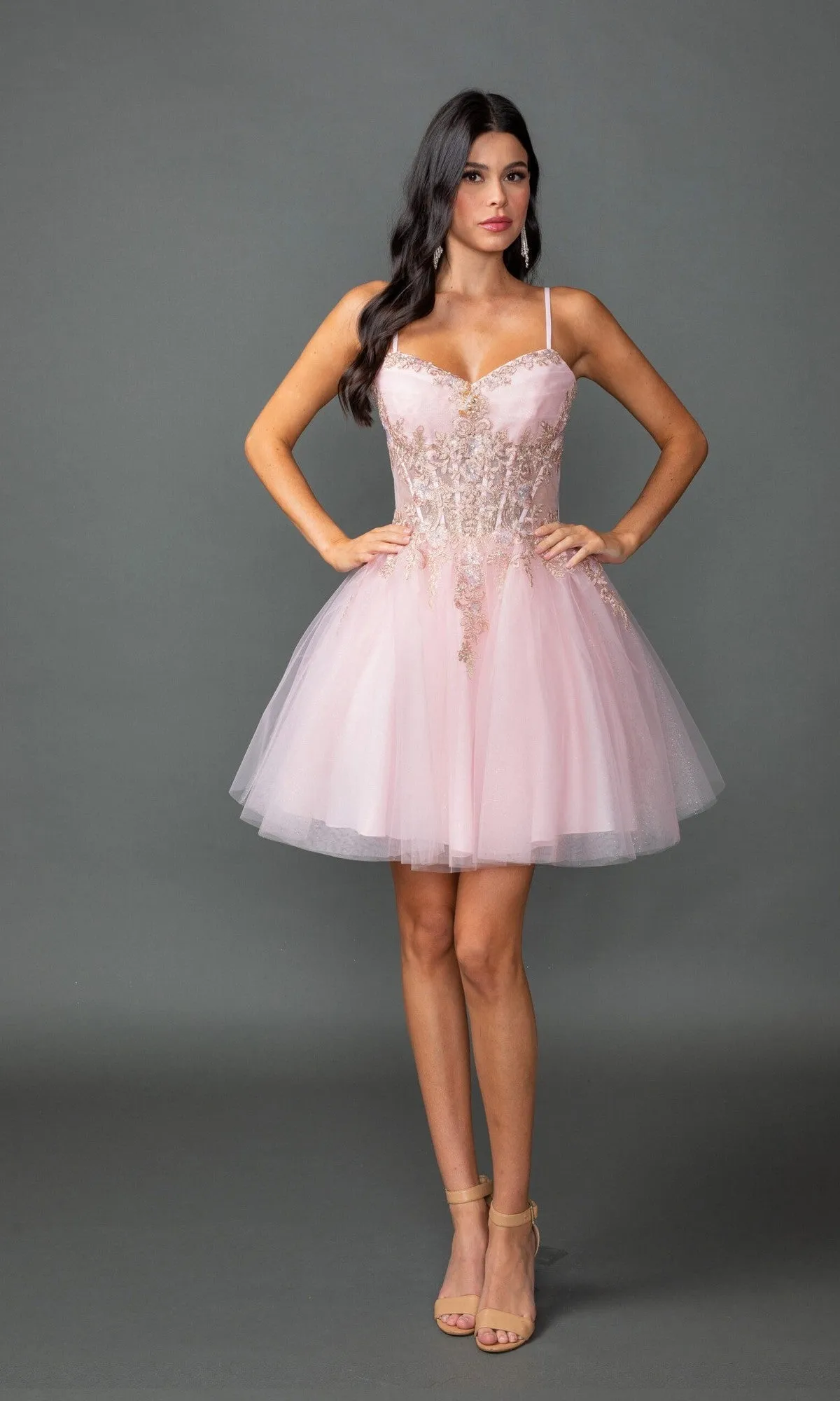 Short Pink Glitter Prom Dress: Dancing Queen 3424 sold by PromGirl product image thumbnail 3