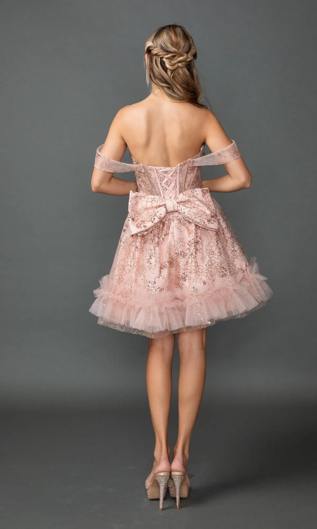 Short Rose Gold Prom Dress: Dancing Queen 3422 sold by PromGirl product image thumbnail 4