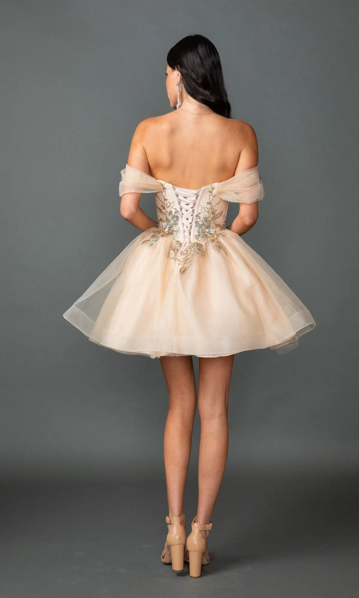 Short Champagne Prom Dress: Dancing Queen 3423 sold by PromGirl product image thumbnail 4