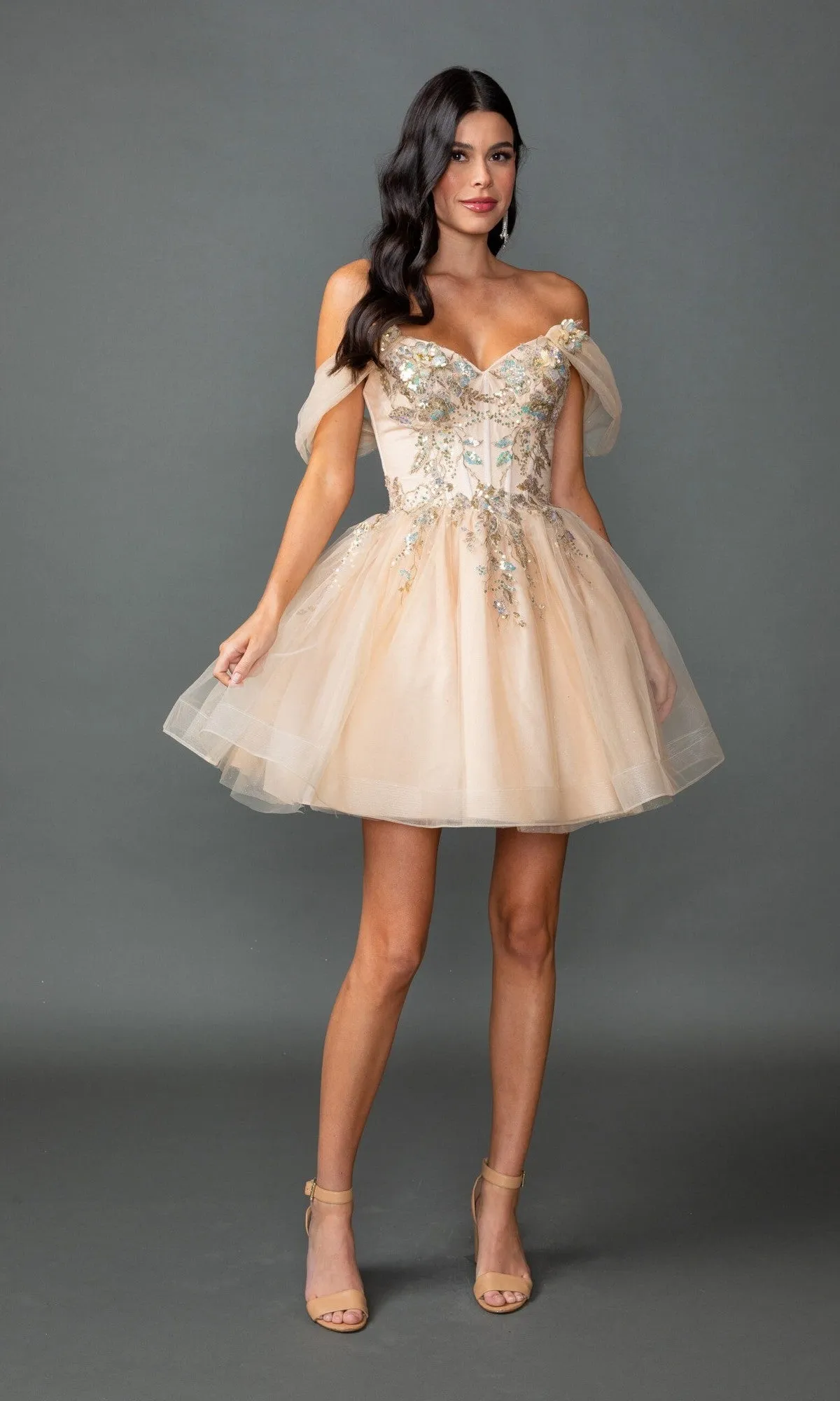 Short Champagne Prom Dress: Dancing Queen 3423 sold by PromGirl product image thumbnail 3