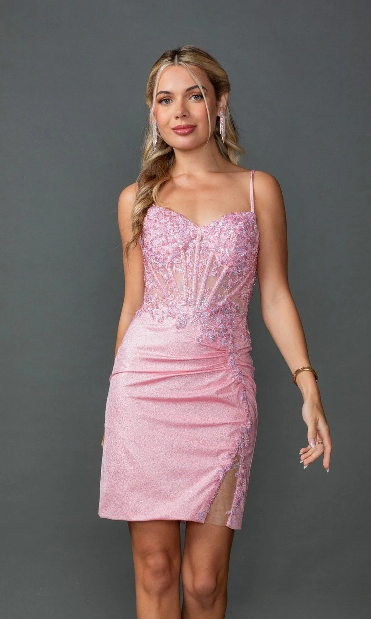 Short Glitter-Lace Prom Dress: Dancing Queen 3427 sold by PromGirl product image thumbnail 3