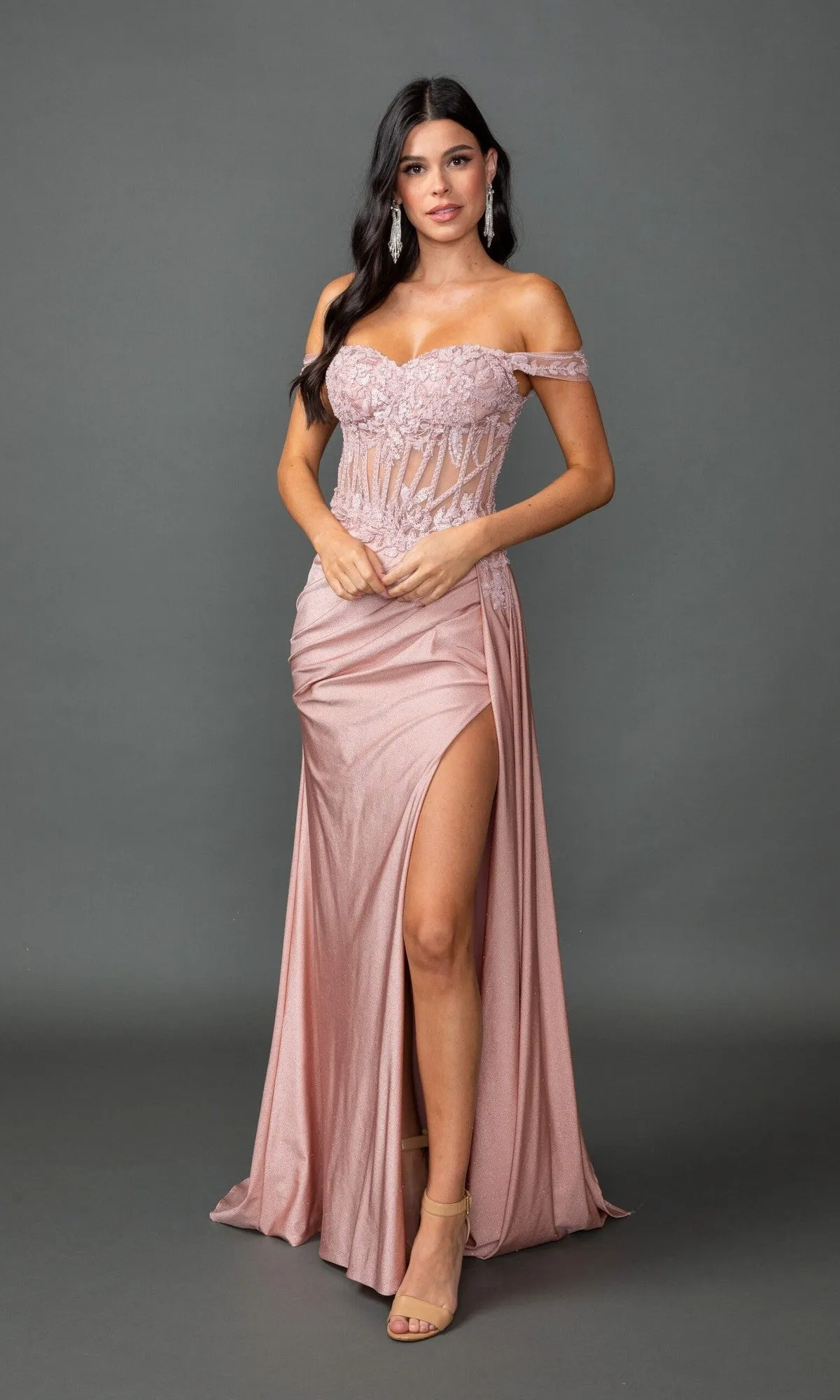 Sheer-Corset Long Prom Gown: Dancing Queen 4535 sold by PromGirl product image thumbnail 3