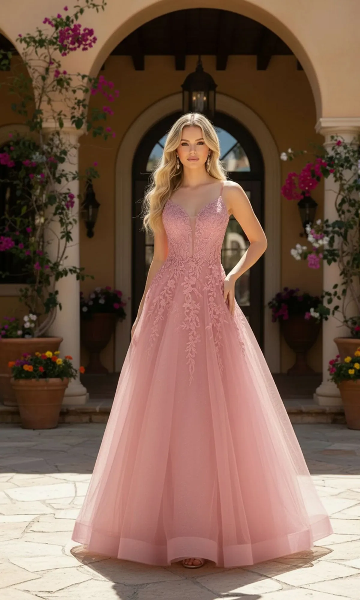 Glitter Tulle A-Line Prom Dress: PromGirl 250032 sold by PromGirl product image thumbnail 4