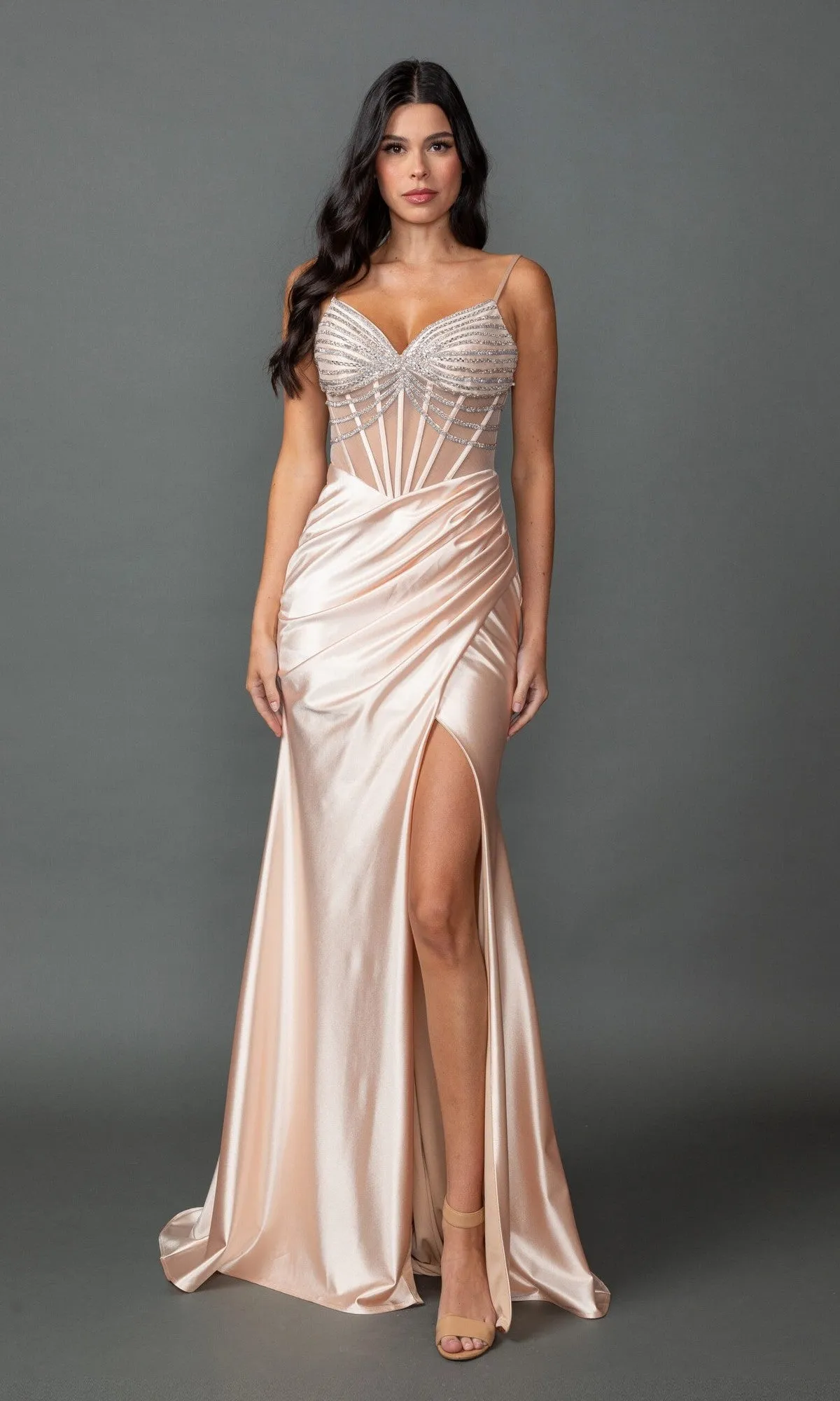 Sheer-Corset Long Prom Dress: Dancing Queen 4541 sold by PromGirl product image thumbnail 3