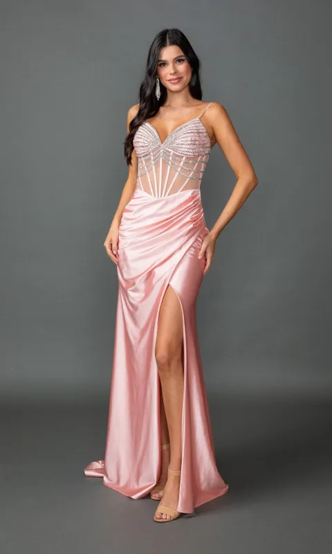 Sheer-Corset Long Prom Dress: Dancing Queen 4541 sold by PromGirl