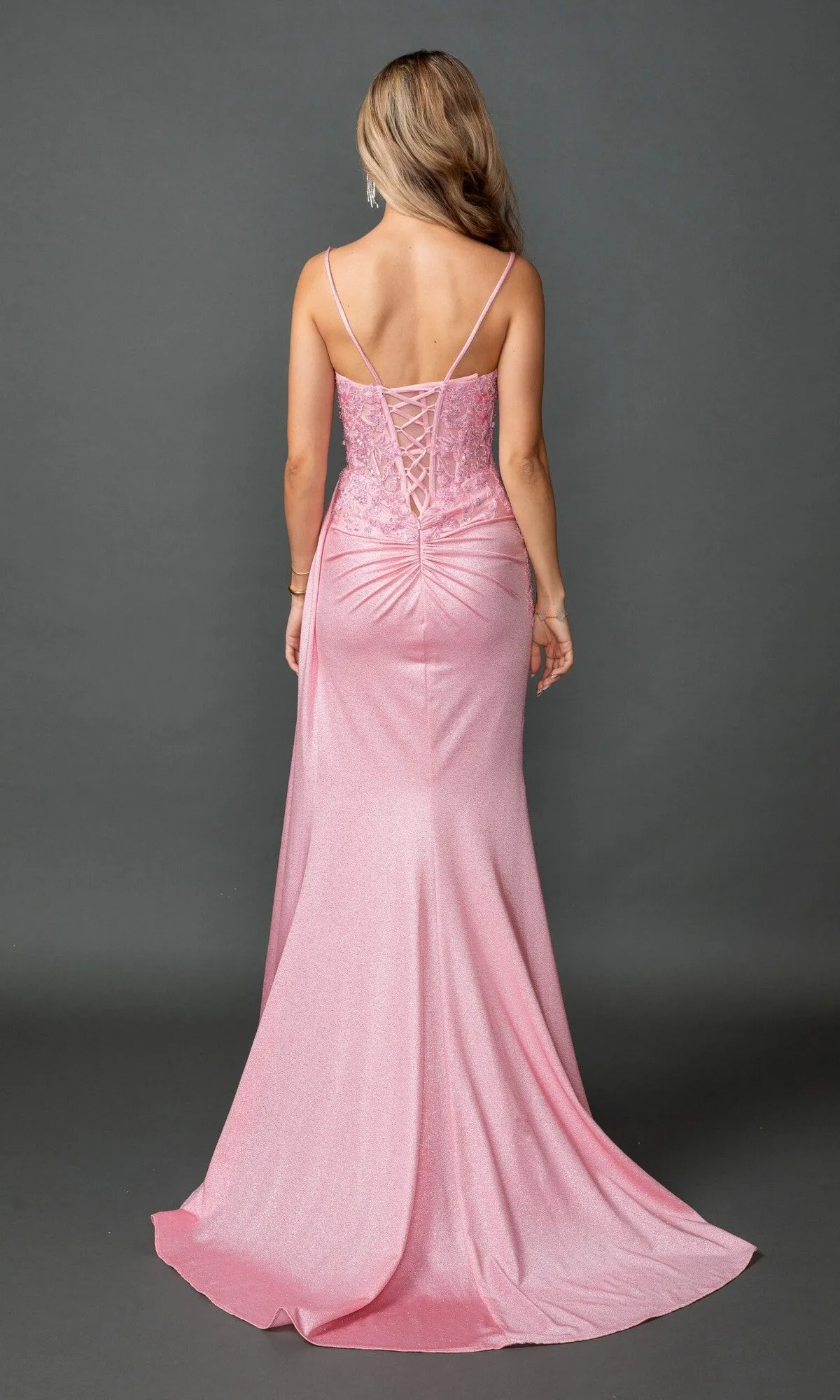 Beaded-Bodice Pink Prom Gown: Dancing Queen 4556 sold by PromGirl product image thumbnail 2