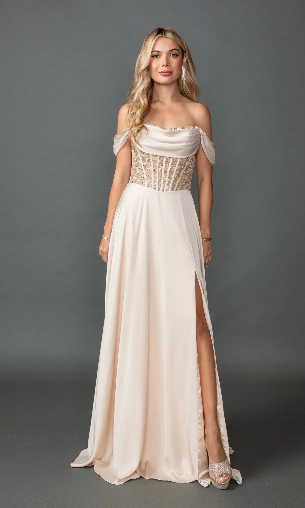 Off-Shoulder Corset Prom Gown: Dancing Queen 4546A sold by PromGirl product image thumbnail 3