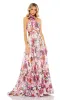 Long Print Halter Formal Dress: Mac Duggal 68101 sold by PromGirl