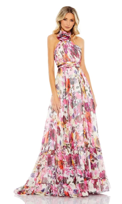 Long Print Halter Formal Dress: Mac Duggal 68101 sold by PromGirl