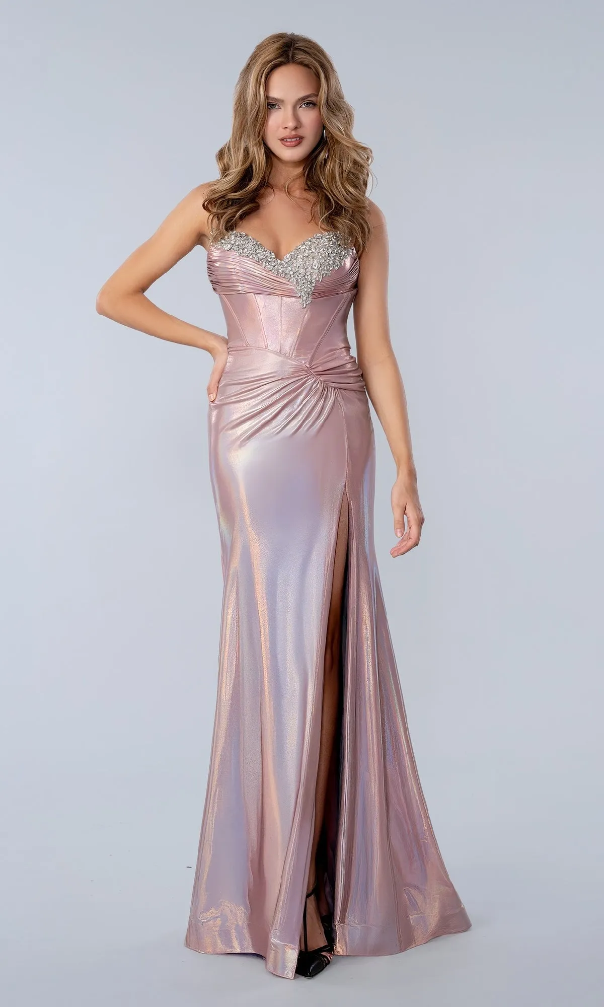 Strapless Metallic Prom Gown: Stella Couture 26200 sold by PromGirl product image thumbnail 3