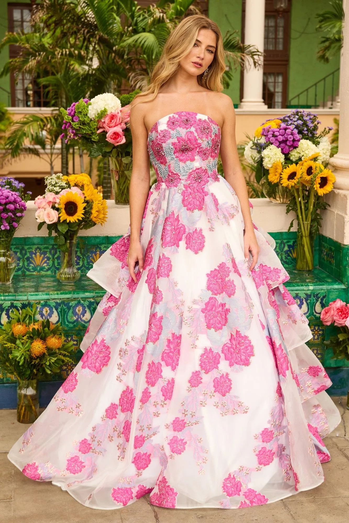 Strapless Floral Prom Ball Gown: Ava Presley 42292 sold by PromGirl product image thumbnail 5
