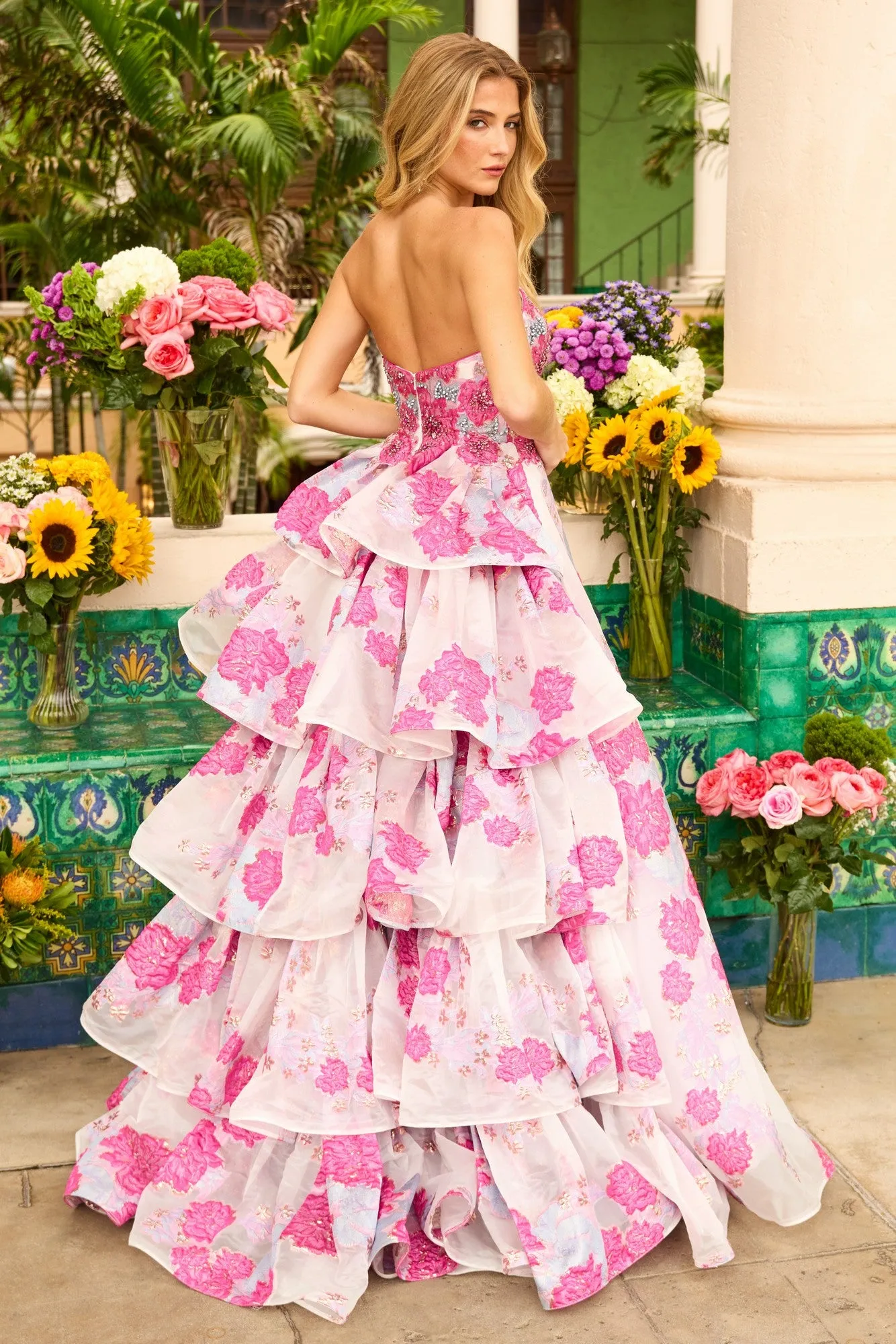 Strapless Floral Prom Ball Gown: Ava Presley 42292 sold by PromGirl product image thumbnail 2