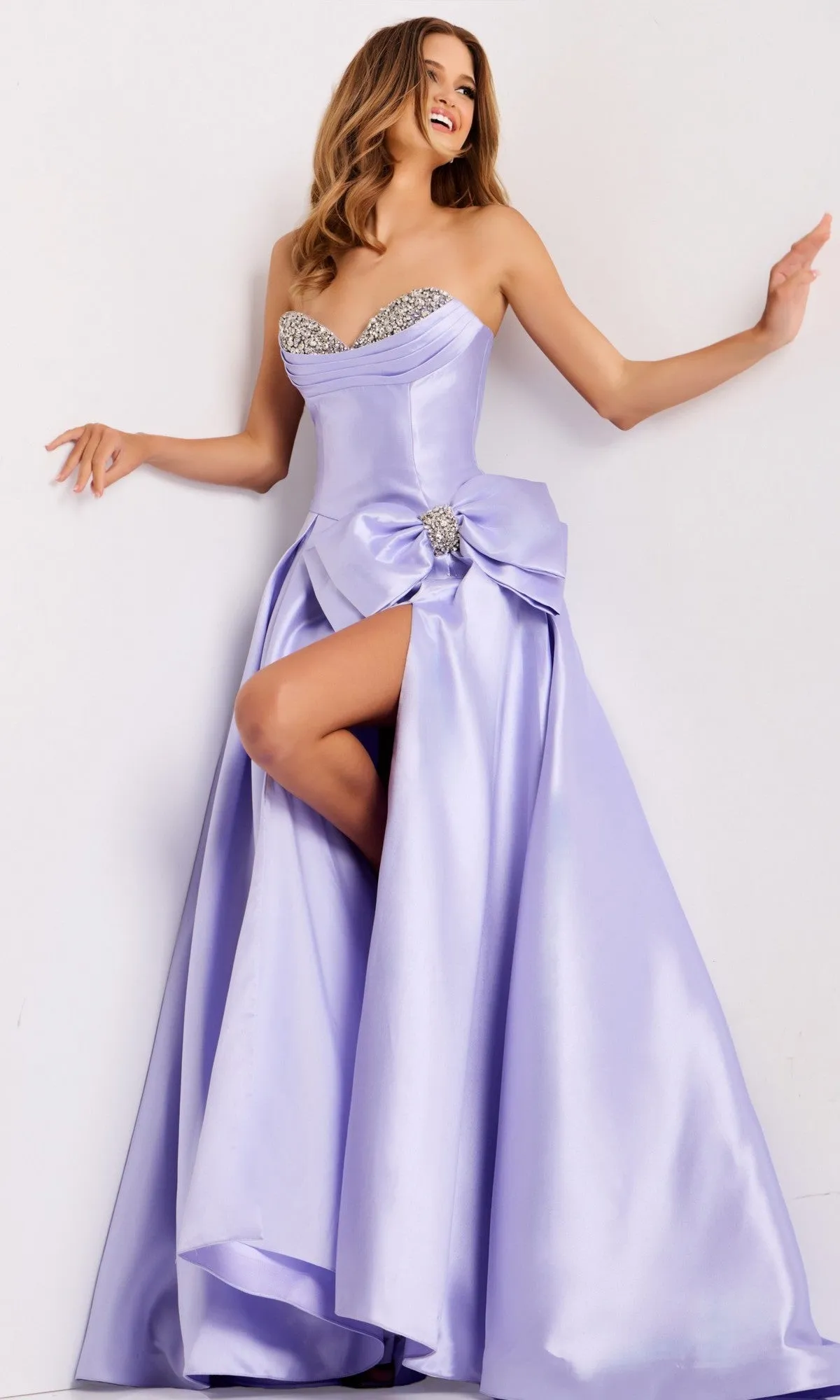 Side-Bow Strapless Prom Gown: Jovani 49196 sold by PromGirl product image thumbnail 3