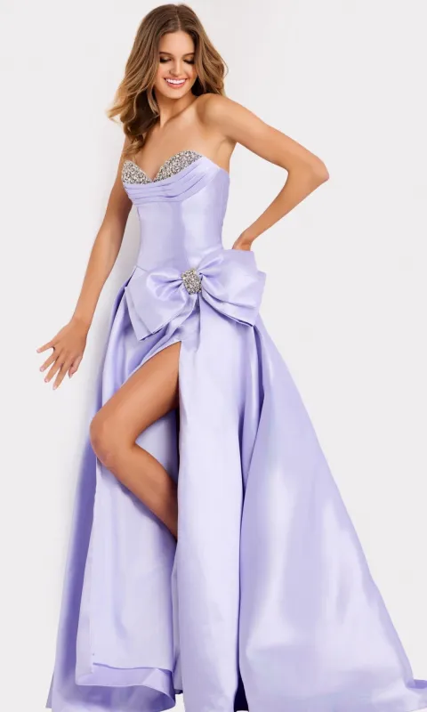 Side-Bow Strapless Prom Gown: Jovani 49196 sold by PromGirl