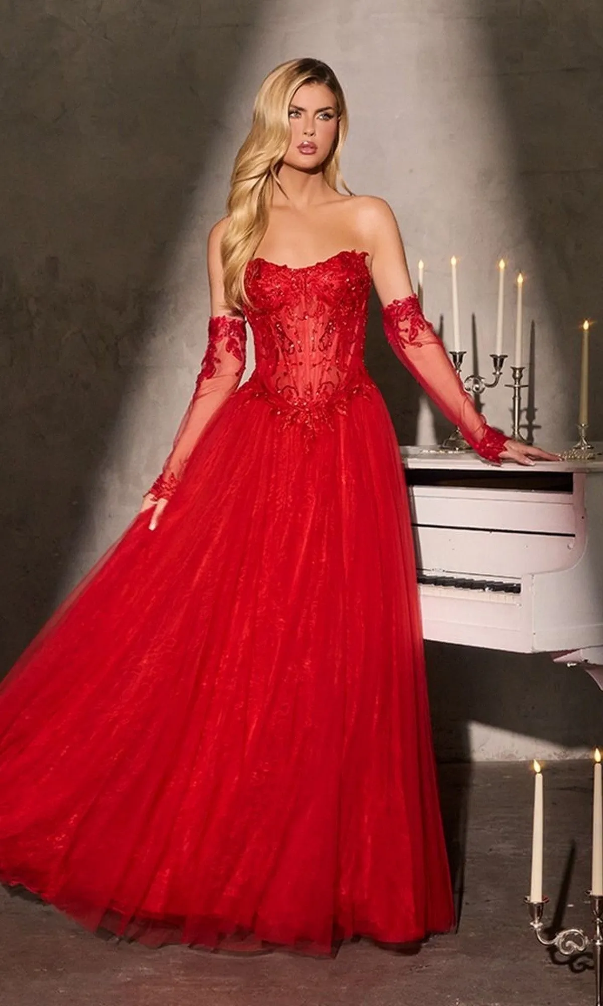 Strapless Black Beaded Prom Gown: Ladivine CD717 sold by PromGirl product image thumbnail 4