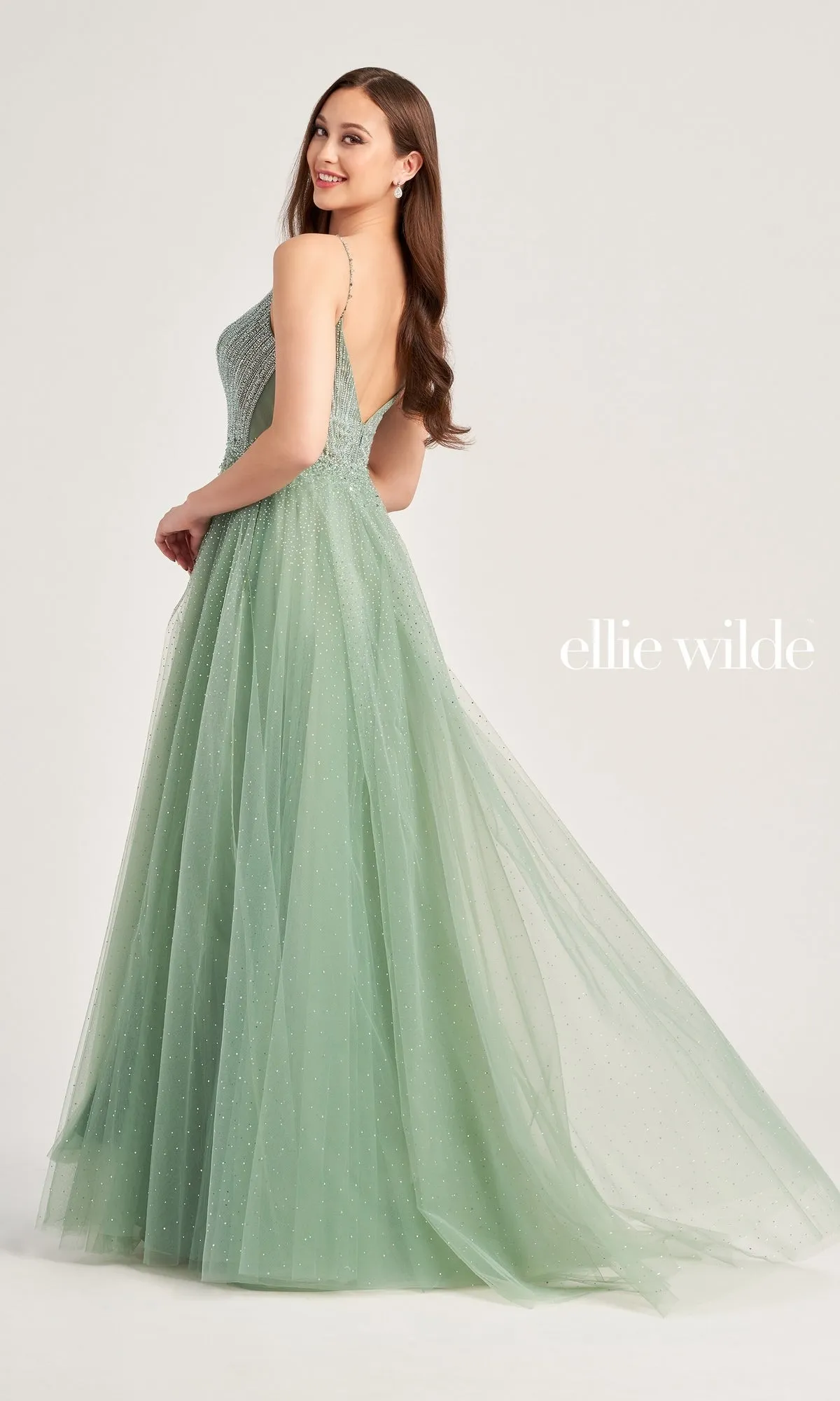 Ellie Wilde Light Green Prom Ball Gown EW35088 sold by PromGirl product image thumbnail 2