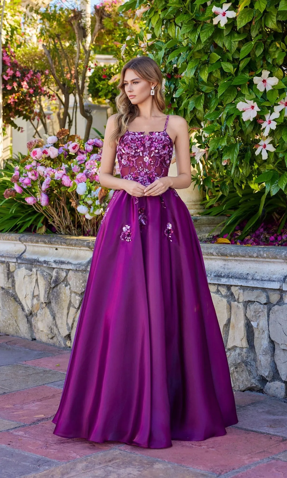 Floral-Beaded Lace-Up Prom Gown: Juliet JT2617U sold by PromGirl product image thumbnail 4