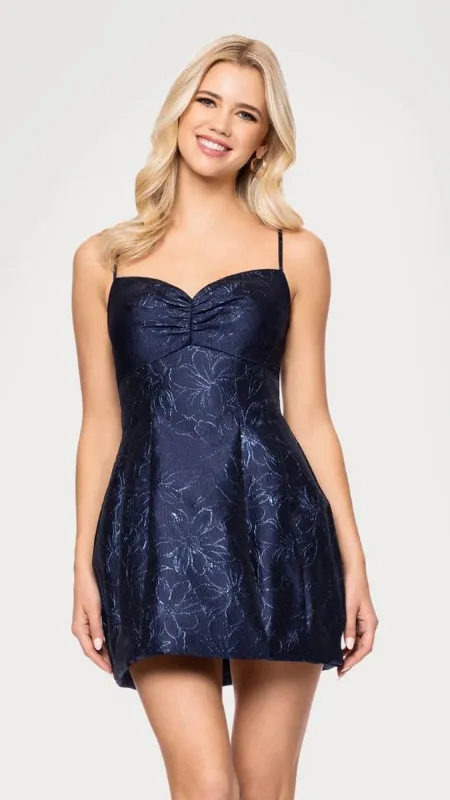 Short Navy Blue Prom Dress: Blondie Nites 5711BN made by Blondie Nites