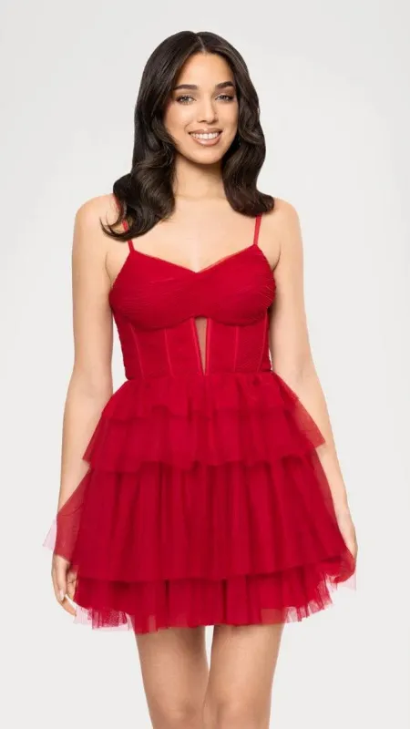 Cut-Out Short Red Prom Dress: Blondie Nites 5842BN made by Blondie Nites