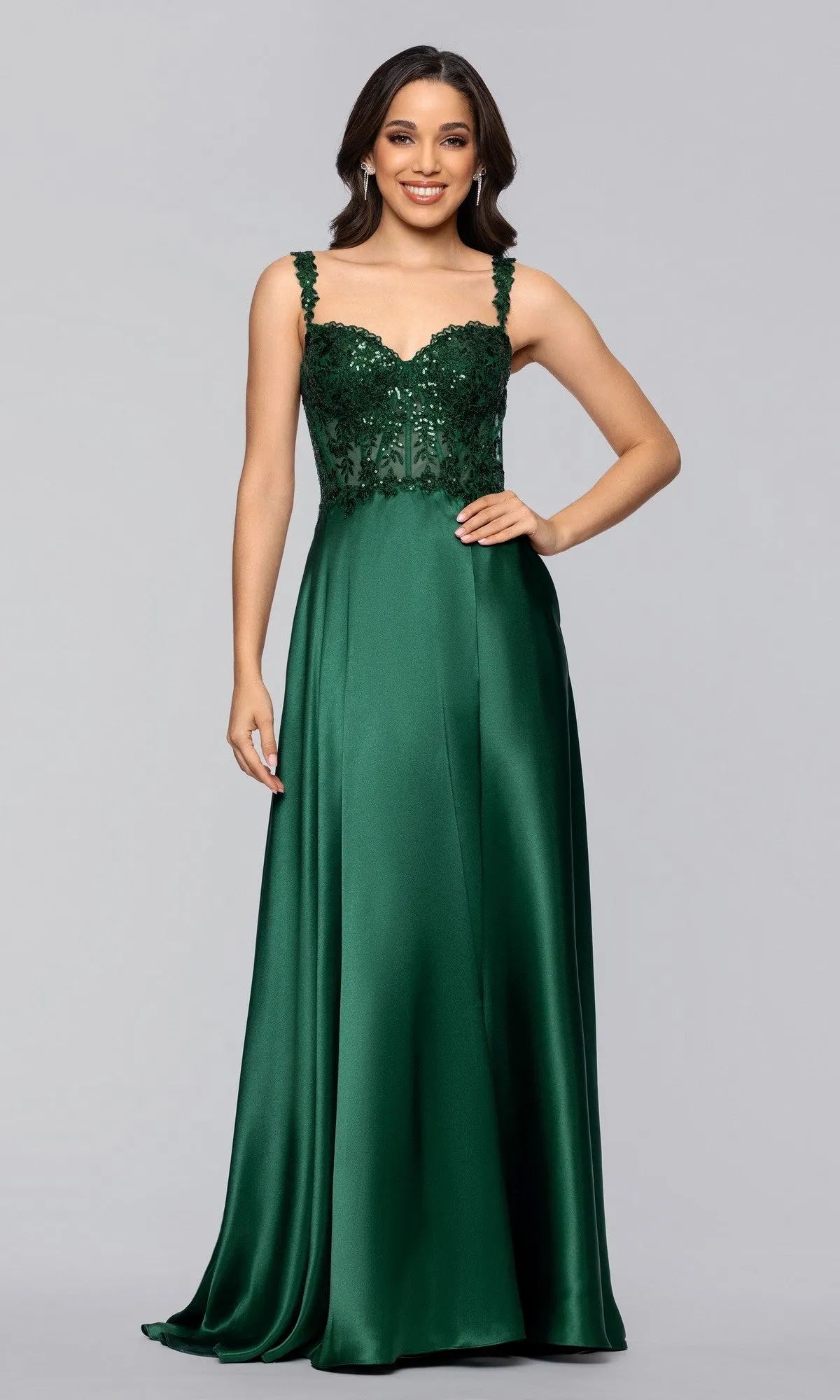 Sequin-Corset Long Prom Dress: Blondie Nites 6088BN sold by PromGirl product image thumbnail 3