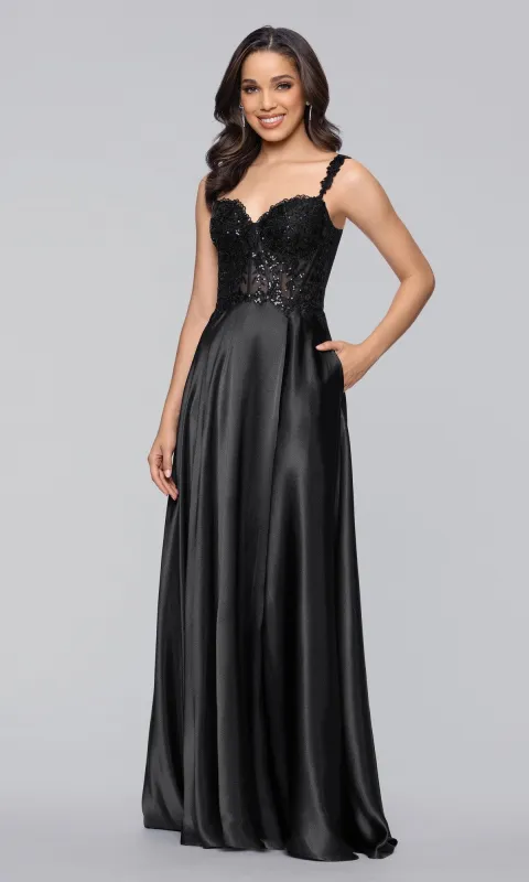 Sequin-Corset Long Prom Dress: Blondie Nites 6088BN sold by PromGirl