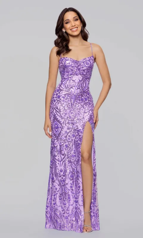 Lavender Sequin Prom Gown: Blondie Nites 5428BN sold by PromGirl