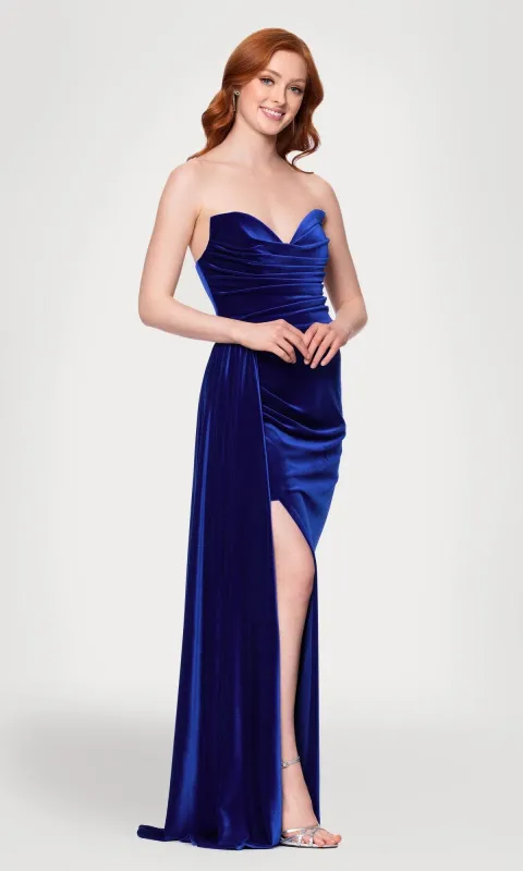 Strapless Velvet Prom Gown: Blondie Nites 5138BN sold by PromGirl
