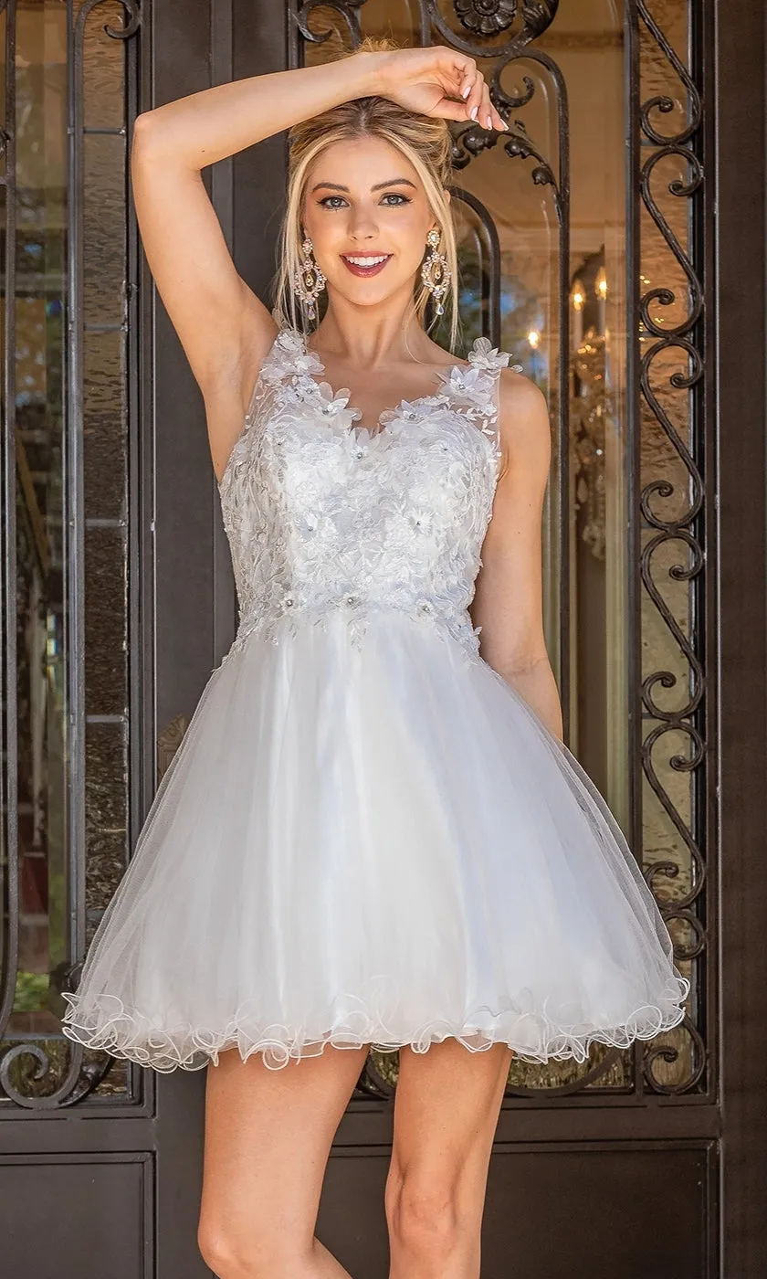 Flower-Bodice Sleeveless Short Hoco Dress 3297 sold by PromGirl product image thumbnail 5