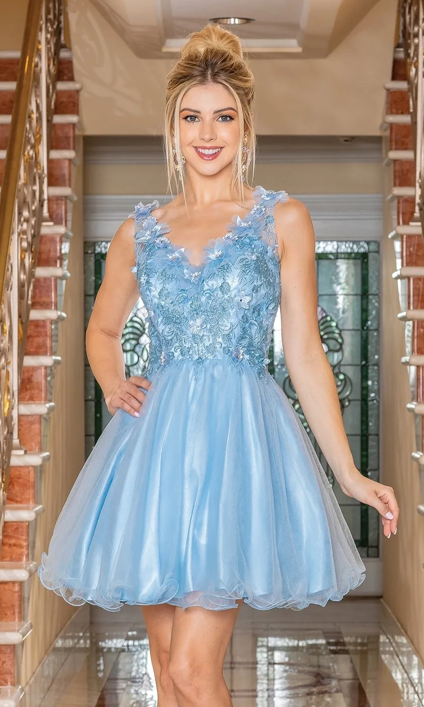 Flower-Bodice Sleeveless Short Hoco Dress 3297 sold by PromGirl product image thumbnail 3
