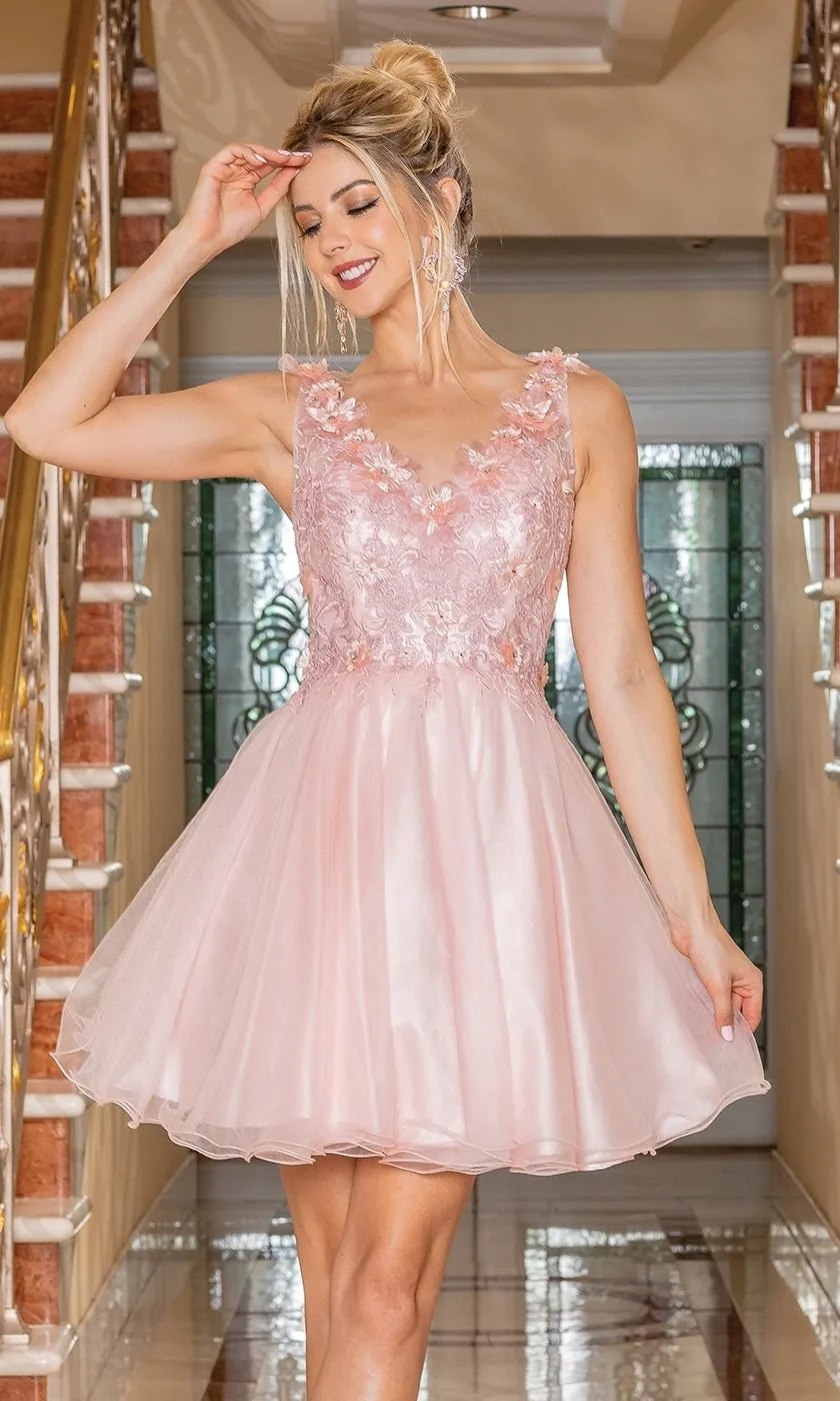 Flower-Bodice Sleeveless Short Hoco Dress 3297 sold by PromGirl product image thumbnail 4