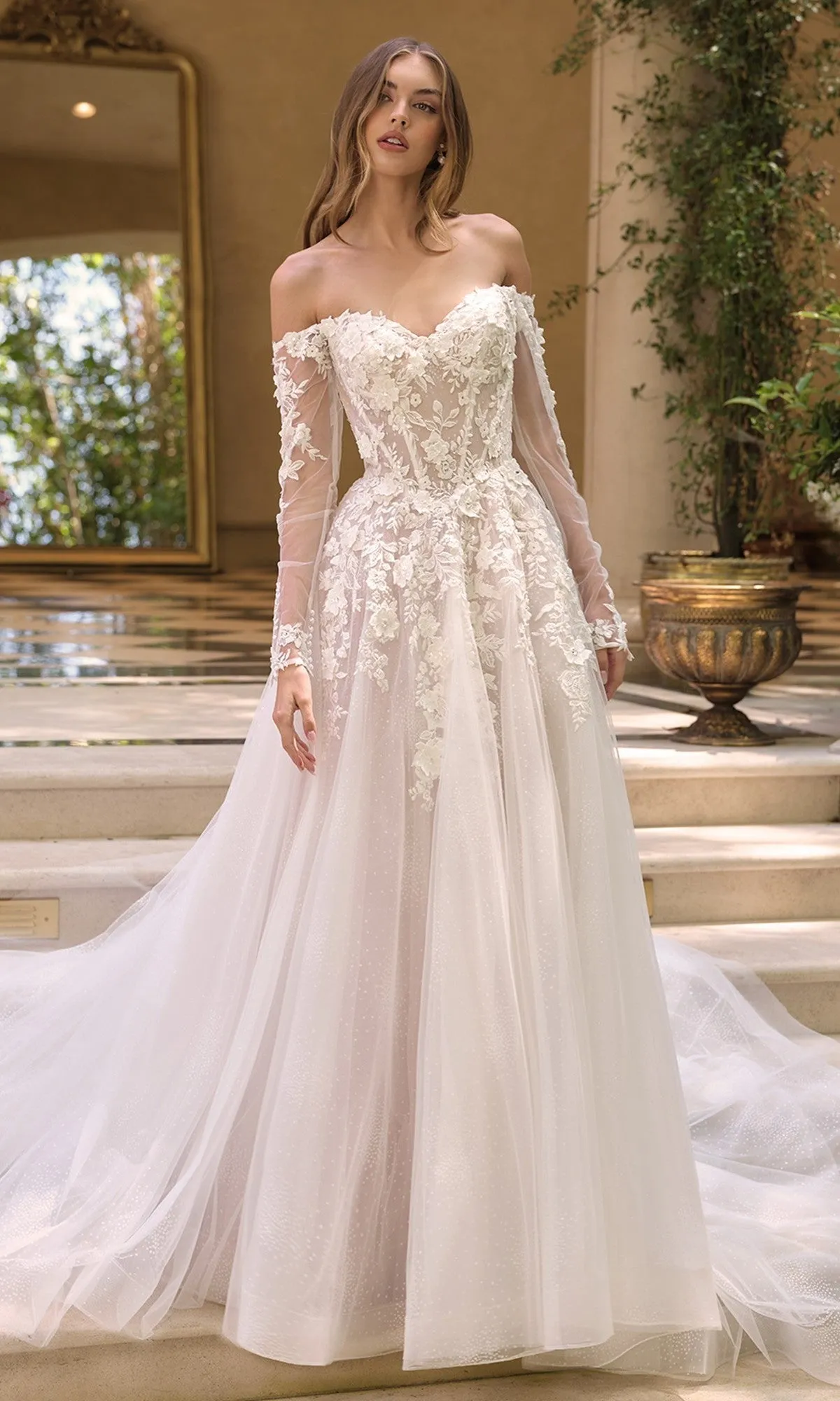 White Lace Wedding Dress: Andrea and Leo WL067 sold by PromGirl product image thumbnail 5