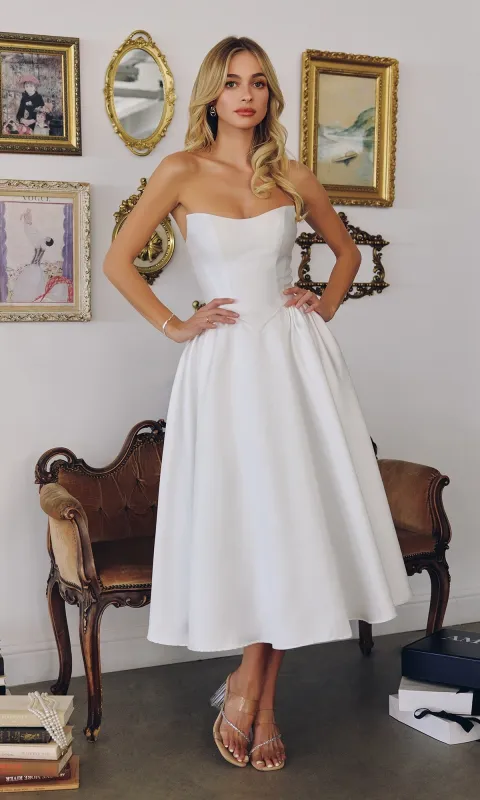 Off-White Midi Prom Dress: Amoris T822W made by PromGirl