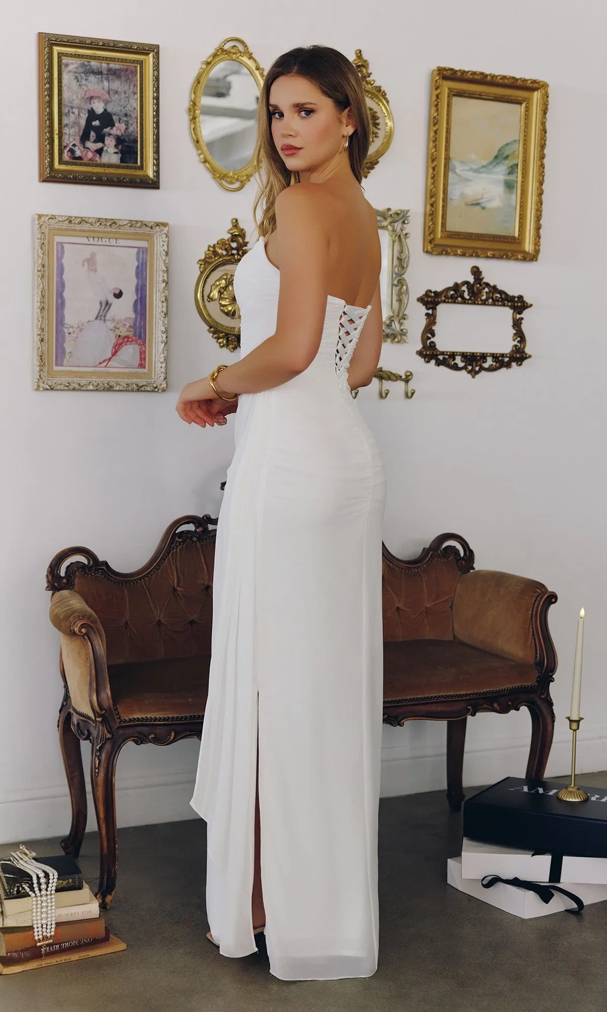 Strapless Long White Formal Dress: Amoris T726W sold by PromGirl product image thumbnail 2