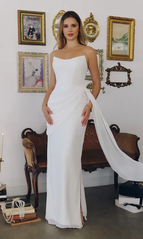 Strapless Long White Formal Dress: Amoris T726W made by PromGirl