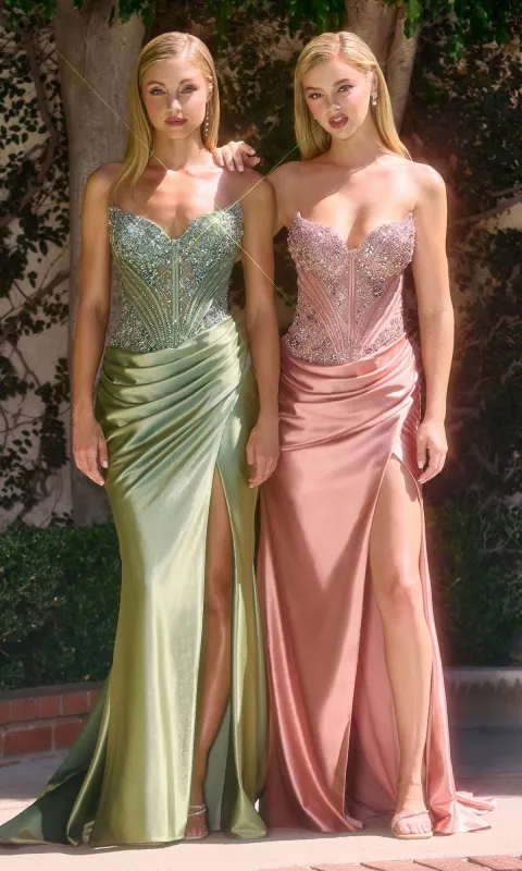 Beaded-Bodice Strapless Prom Gown: Ladivine KV1136 sold by PromGirl