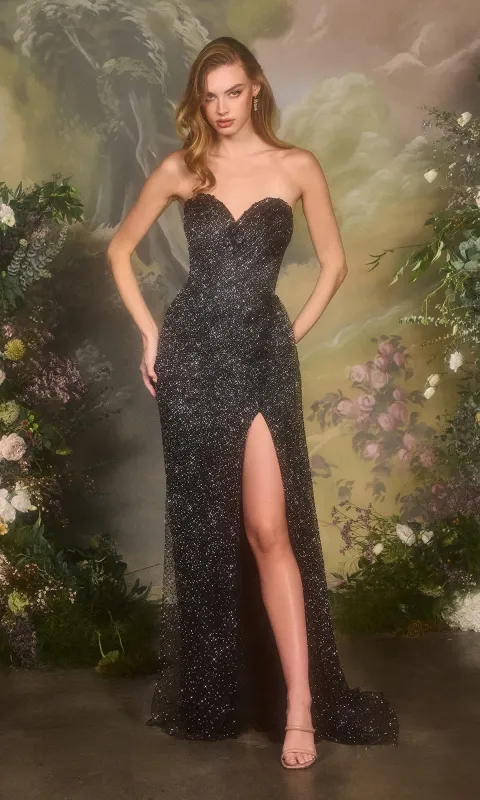 Strapless Long Bead Prom Gown: Andrea & Leo A1494 sold by PromGirl