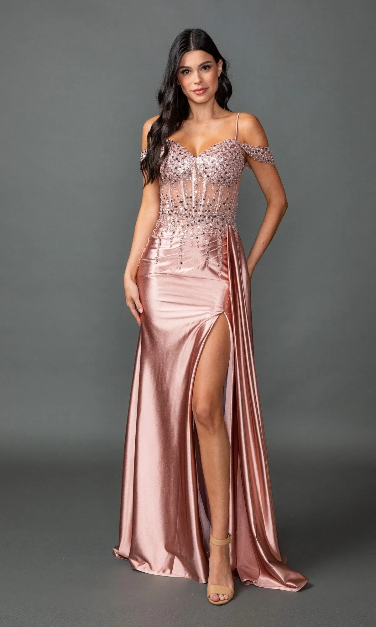Sheer-Corset Long Prom Dress: Dancing Queen 4551 sold by PromGirl product image thumbnail 3