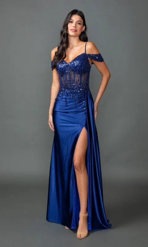 Sheer-Corset Long Prom Dress: Dancing Queen 4551 sold by PromGirl