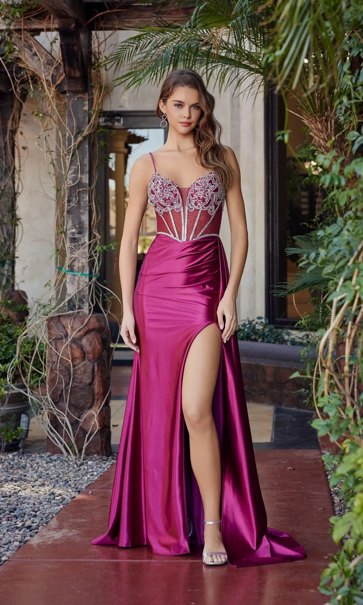 Beaded-Corset Long Prom Dress: Nox Anabel G1788 sold by PromGirl product image thumbnail 4