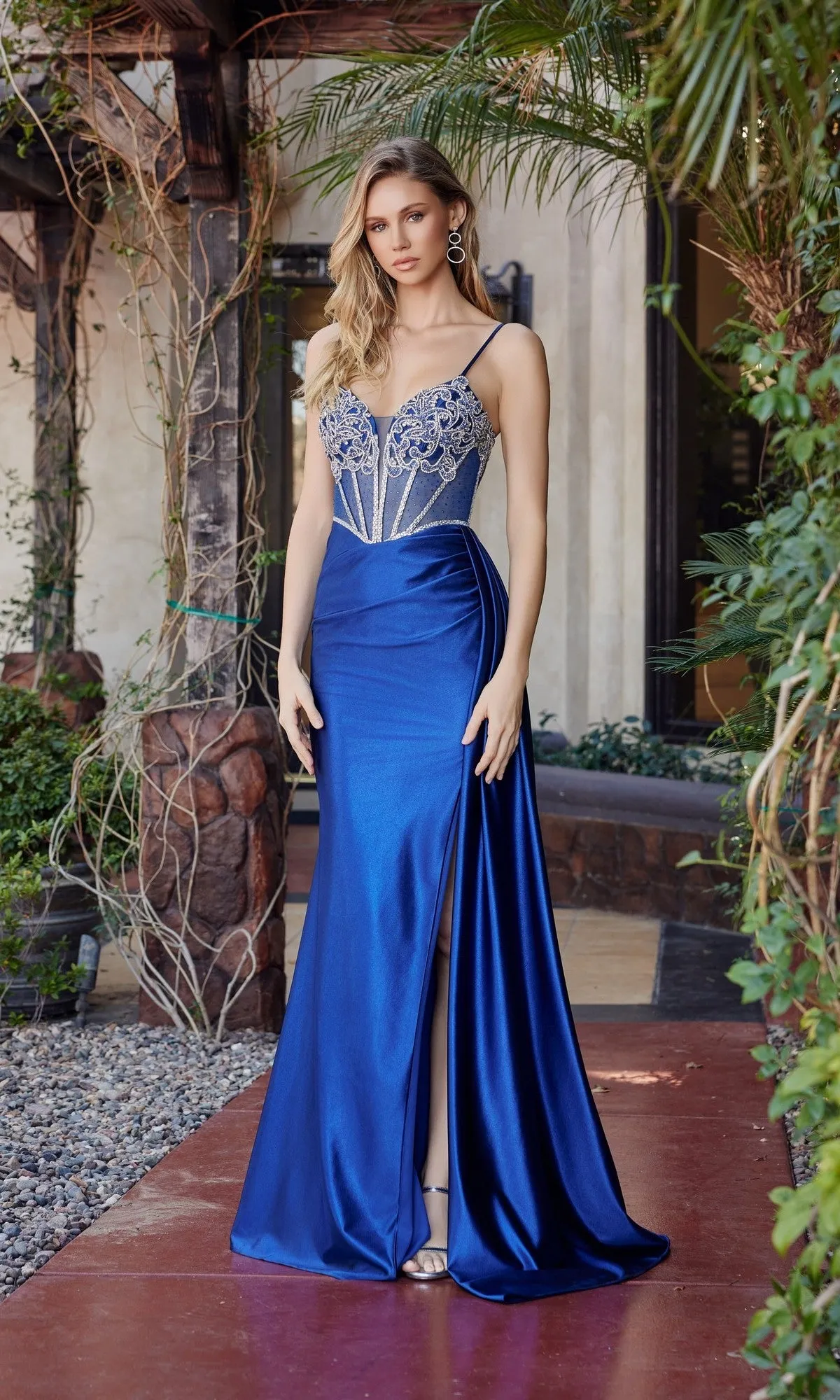 Beaded-Corset Long Prom Dress: Nox Anabel G1788 sold by PromGirl