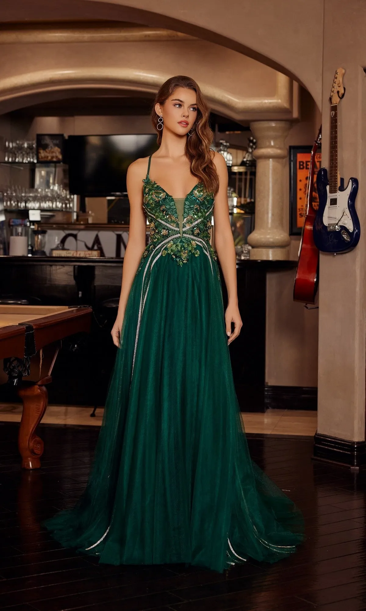 Floral-Boidce Long Prom Dress: Nox Anabel G1795 sold by PromGirl product image thumbnail 3
