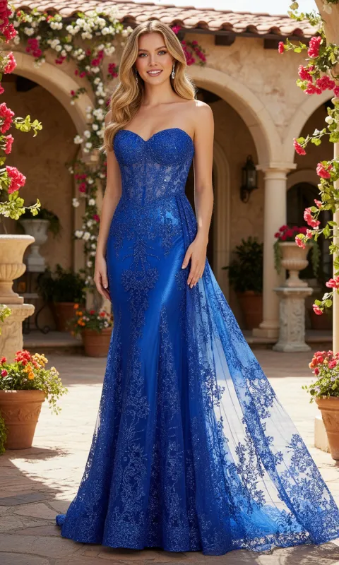 Glitter-Lace Prom Gown: PromGirl Exclusive 250252 sold by PromGirl
