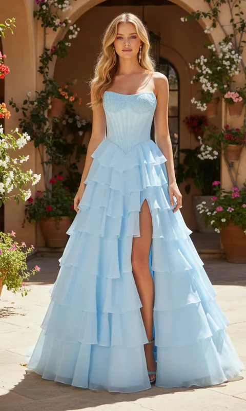 RuffleTiered Prom Gown: PromGirl Exclusive 250302 sold by PromGirl